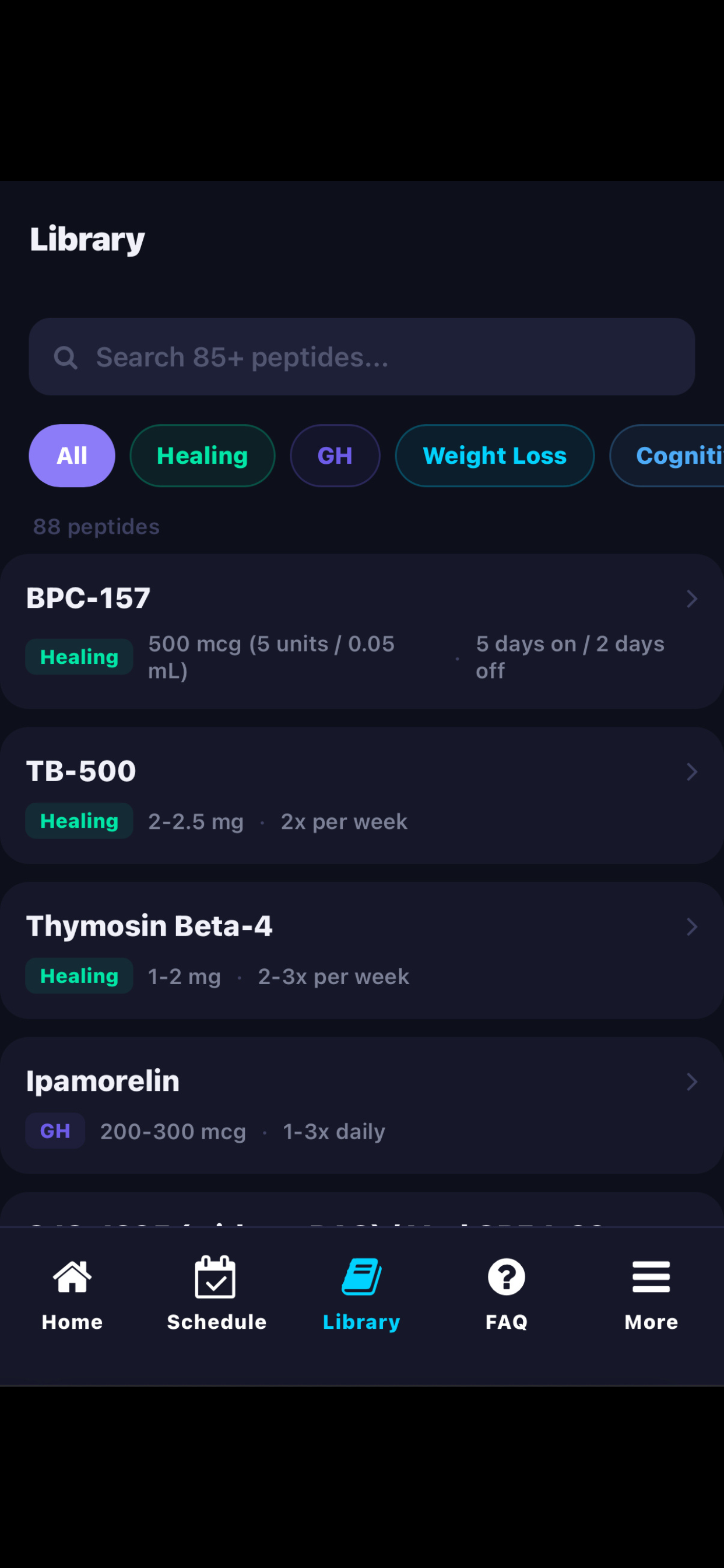 Peptide Calendar Library